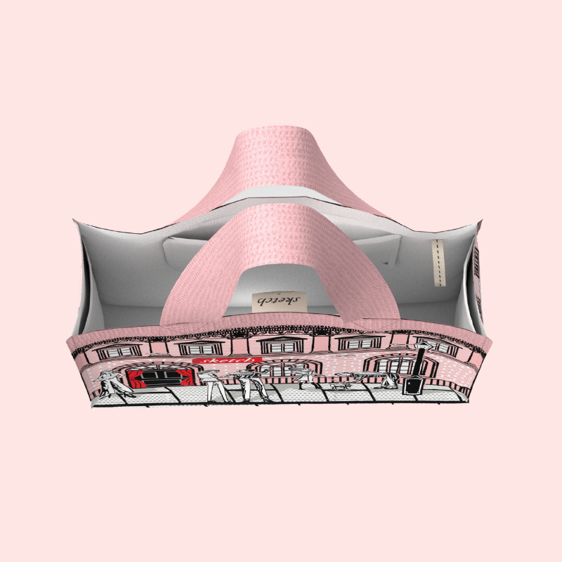 Load image into Gallery viewer, Pink bag with graphic design on a pink background