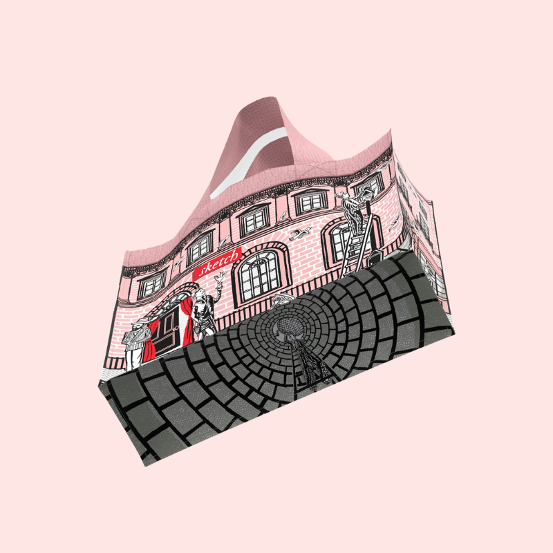 Load image into Gallery viewer, Illustration of a building with a pink background